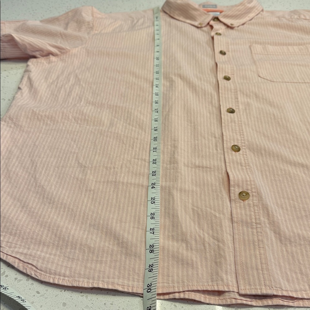 Columbia Pink Stripe Button Down Shirt Mens XXL Short Sleeve Cotton Stretch XXL - Picture 9 of 9